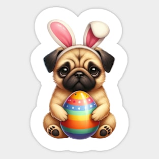 Easter Pug Dog Sticker